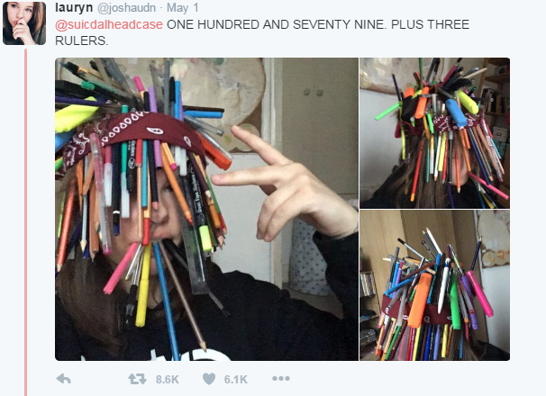 期末備考太無(wú)聊 英網(wǎng)友玩“插筆挑戰(zhàn)”