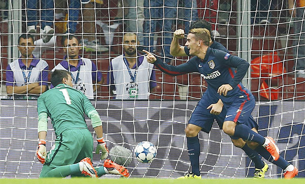 Griezmann double eases Atletico to win at Galatasaray