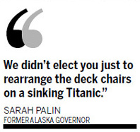 Palin back in the political spotlight with feisty speech